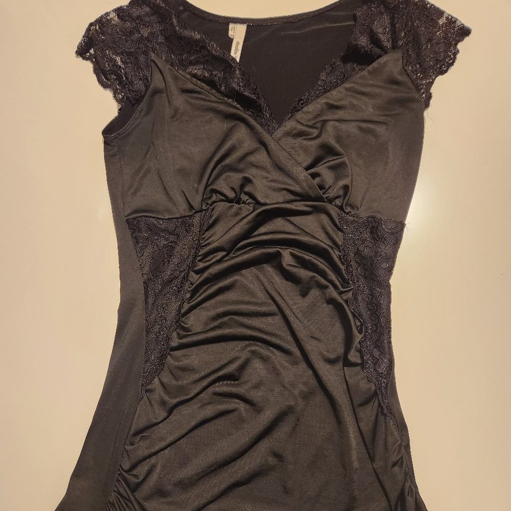 Studio Y Black Silk and Lace Top Size XS